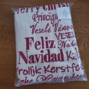 The Company Store MERRY CHRISTMAS Knit Throw - red & ivory